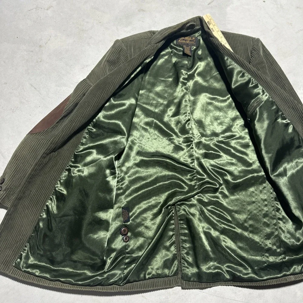 Vintage Eddie Bauer Green Corduroy Sports Jacket Blazer Men's SZ 40 Elbow Patch